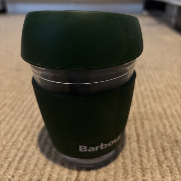 Barbour Glass Coffee Cup Green With Lid - Picture 2 of 7